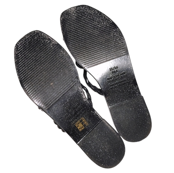 Schutz Black Glitter Square Toe Strappy Jelly Sandals Women's Size 6/7 - Picture 9 of 11
